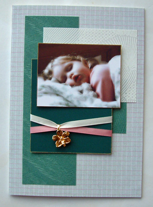 Birthday card made using scraps from "blinds" swatches