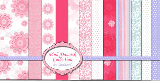 Pink Damask Collection - 12 background papers $2